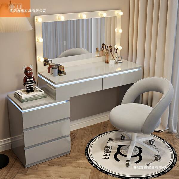 Moderna mesa de maquiagem de quarto de pequeno porte nova mesa de maquiagem de creme de vento inteligente com iluminação do armário único