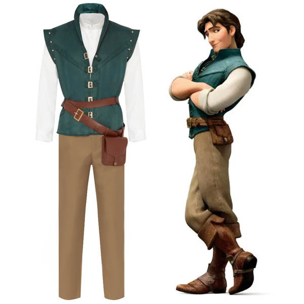 Flynn Riddler Príncipe cos traje Princesa de cabelos compridos Role de estréia Jogo de estréia roupas de palco