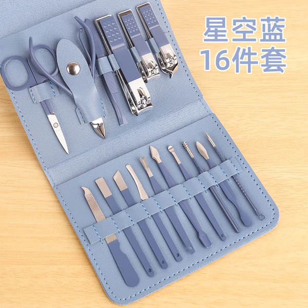 Caixa de couro 7 peças de kit de ferramentas de beleza do fabricante de pacotes de presentes de impressão LOGO faca de unhas de corte de unhas