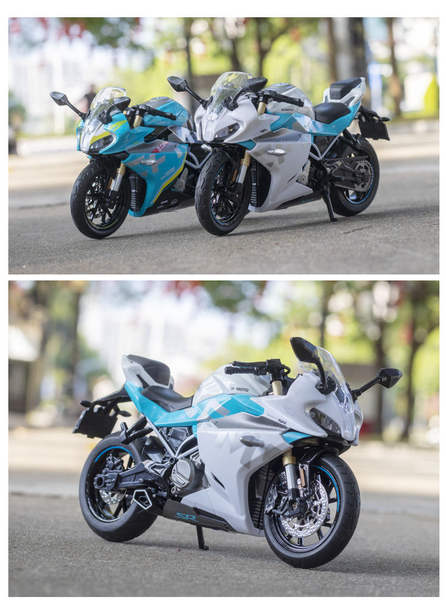 1 para 12 Simulador de Primavera de Motocicletas Modelo de Ligação 250SR Ovelha de Batalha Yamaha Motor Vehicle Modelo Peças de brinquedo infantil
