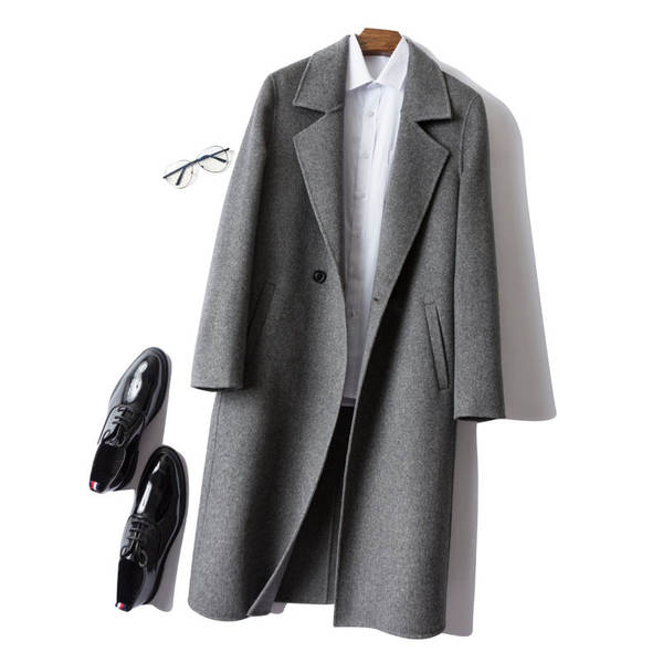 Casaco de lã masculino longo