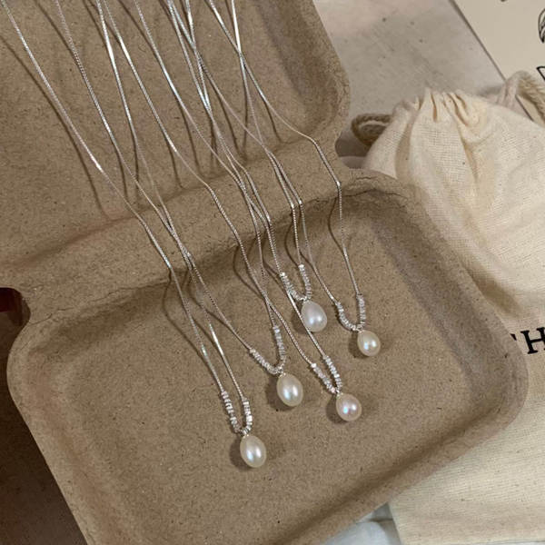 S925 Prata pura de prata quebrada de água doce natural pérola colar colarinho feminino de centenas de peças de luxo de luxo avançado