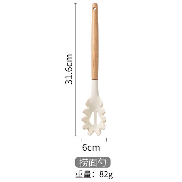 Set de utensílios de cozinha de silício branco de madeira 12 peças do kit de utensílios de cozinha da Amazon