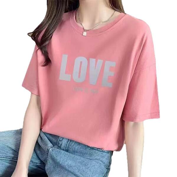 1688 Vestuário de estoque Verão Coréia T-shirt de manga curta para mulheres Vestuário de dois dólares Alibaba rede de atacado