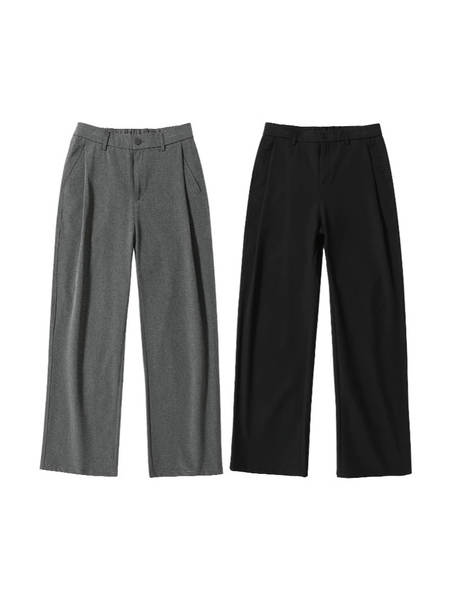 LKTM vestido masculino [três agulhas] verão TR calças de pernas rugosas homens e mulheres relaxante simples calças de lazer
