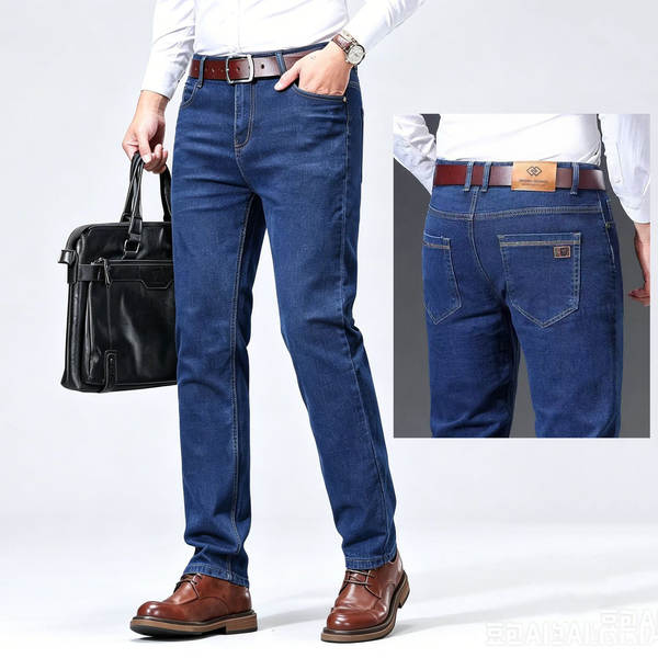 Fabricante atacado calça reta jeans 2026 primavera outono novo calça alta calças longas homens negócios de lazer calças jeans