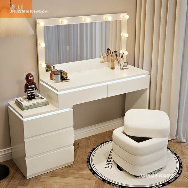 Moderna mesa de maquiagem de quarto de pequeno porte nova mesa de maquiagem de creme de vento inteligente com iluminação do armário único
