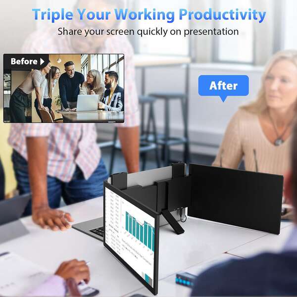 Monitor portátil dupla tela 14 polegadas 15.6 polegadas para notebook expansão tela dobrável bolsa acessório secundário