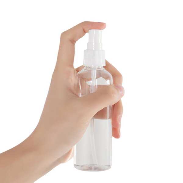 2 garrafas separadas de viagem de cosméticos transparentes de perfume de álcool portátil de plástico pressionado por pulverizador de desinfecção