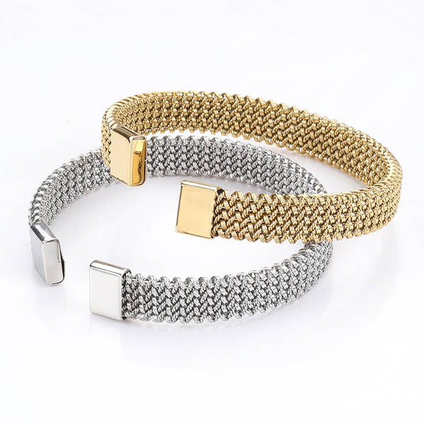 Pulseira de Aço com Detalhe em Ouro 18k