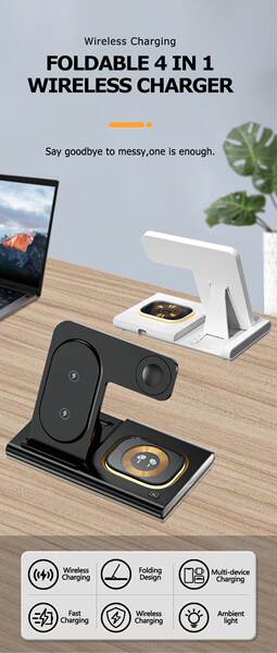 Carregador sem fio transfronteiriço de três em um Carregador sem fio duplo para carregamento rápido para Apple/Samsung