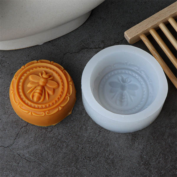 moldura de silicone de moldura de abelhas de abelhas DIY molde de sabão de óleo essencial de mão monocromático moagem de pastel de estilo médio