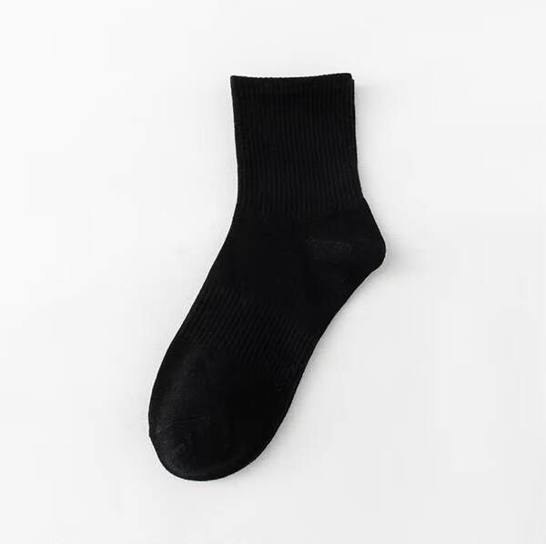 Meia 7A antibacteriana Xinjiang masculina feminina primavera outono preto branco média altura masculina anticheiro esportiva respirável