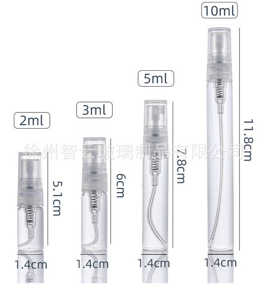 Pulverizador de vidro de garrafa de perfume 2ml3ml5ml10m de garrafa de vidro de desinfecção de névoa fina