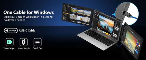 Monitor portátil dupla tela 14 polegadas 15.6 polegadas para notebook expansão tela dobrável bolsa acessório secundário