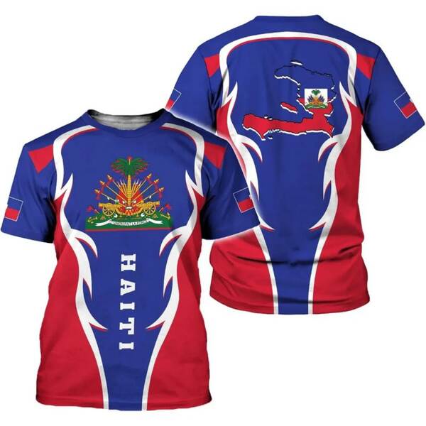 Imagens da bandeira nacional do Haiti 3 impressão digital transfronteiriça novo fabricante de roupas masculinas venda direta de mercadorias de comércio exterior