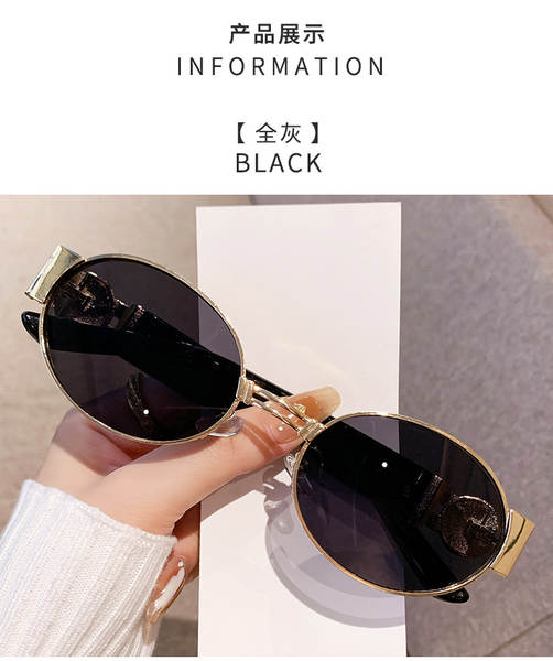 Óculos de sol ovalado fashion 2025 feminino estilo europeu americano ins xiaohongshu óculos escuros metal trendy masculino