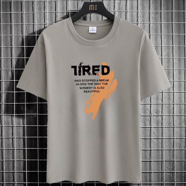 Camiseta masculina verão manga curta gola redonda estampa moda ins tamanho grande versátil básica