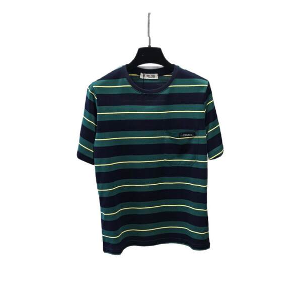 Camiseta curta listrada de algodão