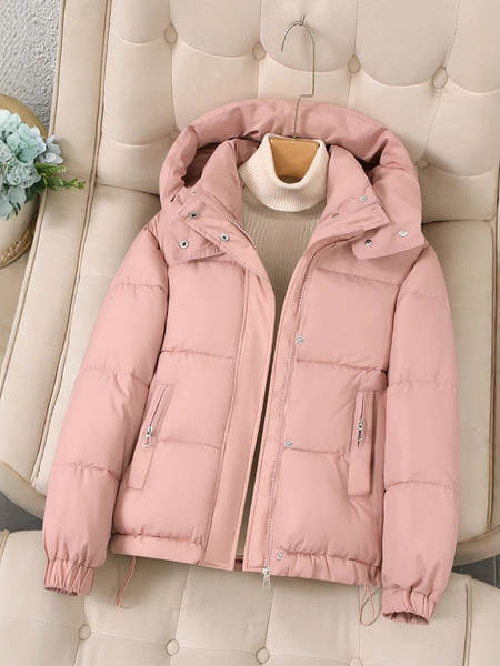 Casaco feminino de inverno com capuz