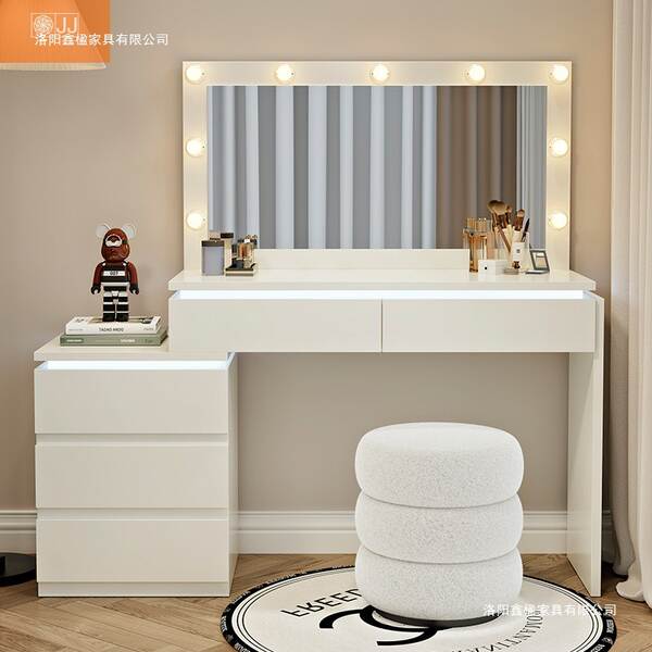 Moderna mesa de maquiagem de quarto de pequeno porte nova mesa de maquiagem de creme de vento inteligente com iluminação do armário único