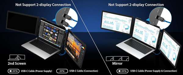 Monitor portátil dupla tela 14 polegadas 15.6 polegadas para notebook expansão tela dobrável bolsa acessório secundário