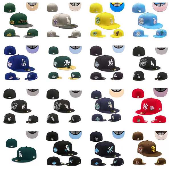 Chapéu de beisebol totalmente fechado, não ajustável, novo chapéu de beisebol hip-hop da liga americana