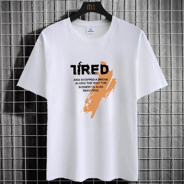 Camiseta masculina verão manga curta gola redonda estampa moda ins tamanho grande versátil básica