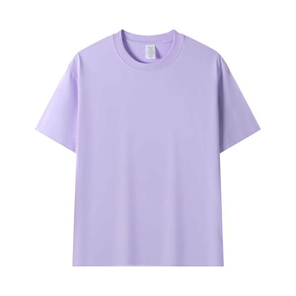 Americano de 230 gramas de peso de algodão puro sem costura de barril de tecido de mangas curtas T-shirts de cor limpa de cor limpa de camisa branca embrulhada
