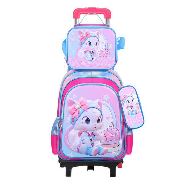 Novo 3D de couro da escola primária tecido de nylon três conjuntos de crianças sacola bolsas de comércio exterior bolsas de almoço fábrica