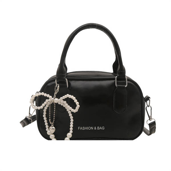 Bolsa tiracolo fashion simples quadrada 2025 verão nova coleção pérola laço borboleta ombro único transversal tendência