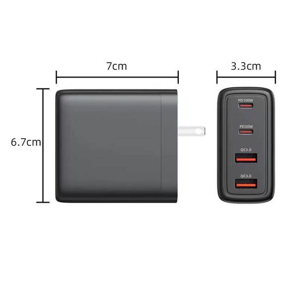100W Nitrogênio PD Carregador 100W Alta Potência Folding Foot Duplo USB+ Carregador Duplo PD 100W Carregador Direto