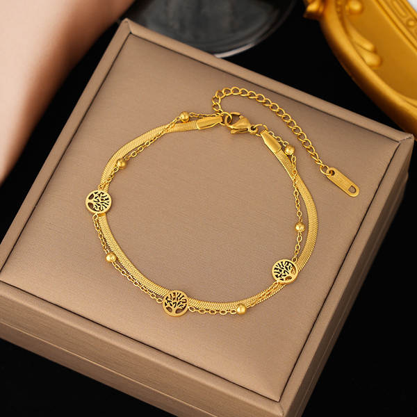 Lanche de aço transfronteiriço de Dongguan não cai de cor novo modelo japonês coreano acessório lanche mulher 18k ouro moda leve e luxuosa sensação de luxo