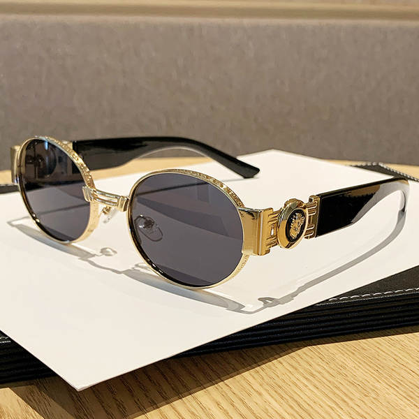 Óculos de sol ovalado fashion 2025 feminino estilo europeu americano ins xiaohongshu óculos escuros metal trendy masculino
