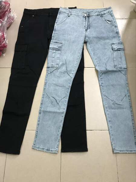2026 Euro-americano transfronteiriço novo jeans masculino bolso lateral pequeno pé apertado jeans