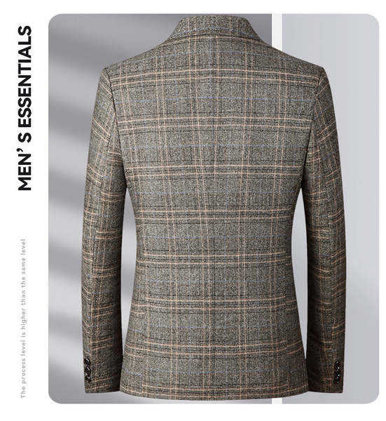 Transfronteiriço masculino de alta qualidade primavera outono recreativo grão de café cor casual negócios jantar vestido casaco roupa de banho