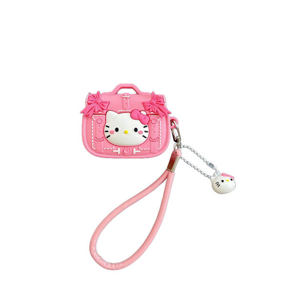Bolsa de documentos fofa Hello Kitty rosa para AirPods 1/2 capa de proteção para fones com alça AirPods 3 soft pro 2