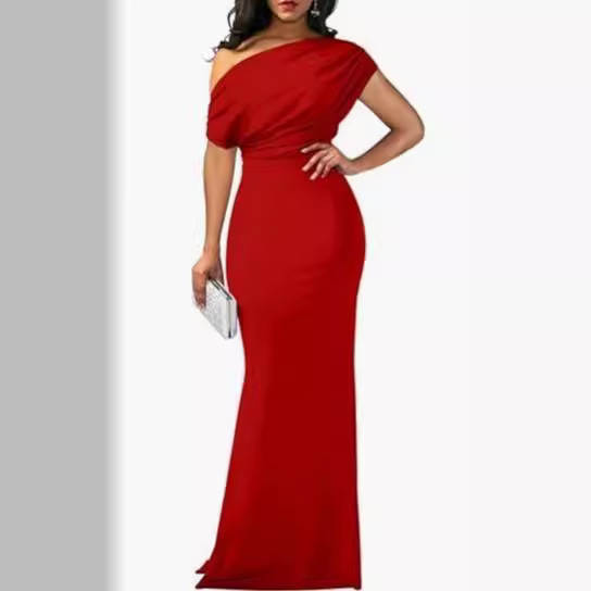 2024 Primavera feminino elegante sem mangas de ombro comprido tamanho formal vestido de festa