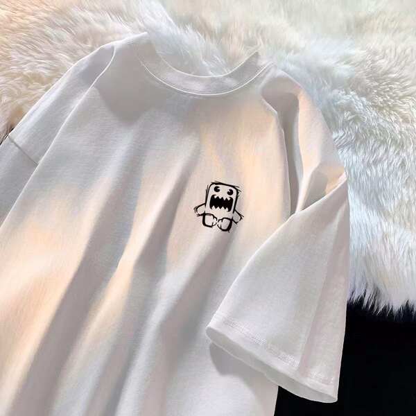 T-shirt de pulseira curta 200 gramas de verão novo de algodão puro masculino semi-pulseiro coreano de moda camisa de baixo