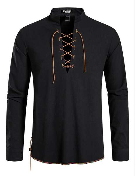 Camiseta transfronteiriça masculina de alta qualidade Henry Camiseta hippie para homens de estilo europeu-americano com mangas longas de praia
