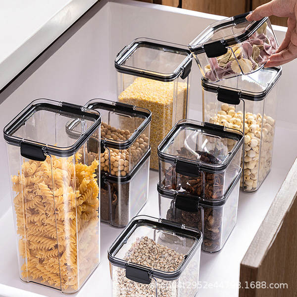 Caixa de enchimento de plástico transparente de classe alimentar caixa de enchimento quadrada de engrossamento de tanques de armazenamento de grãos de cinco grãos de enchimento de tanques
