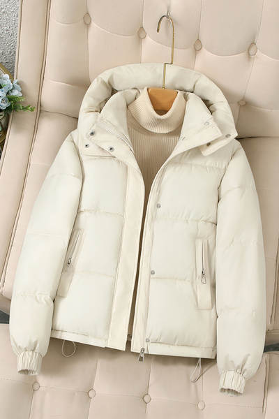 Casaco feminino de inverno com capuz