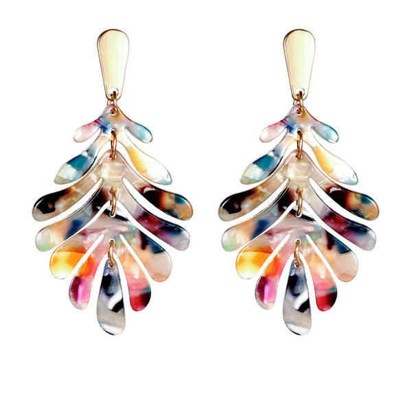 Transfronteiriço Amazon Personalidade C Tipo Acrílico Pulseira Colar Colar Set Flores Moda 6 peças de folhas de jóias