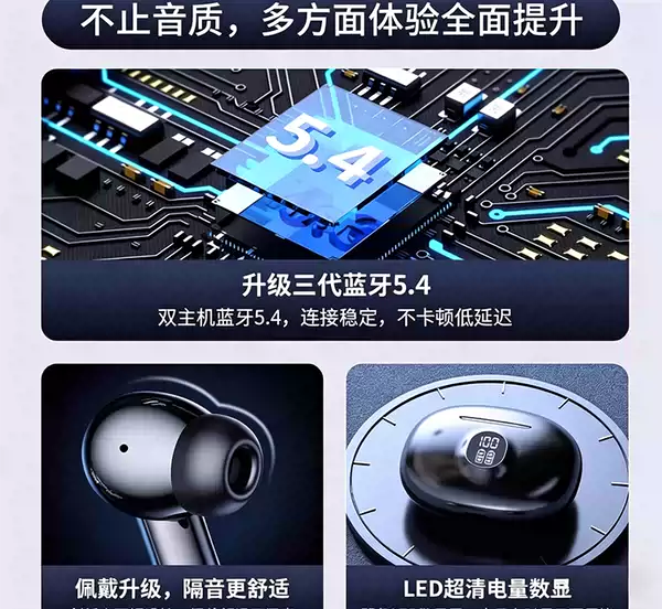 O fone de ouvido sem fio Bluetooth 2026 novo fone de ouvido sem fio de alta qualidade de longa duração de alta potência de movimento de redução de ruído